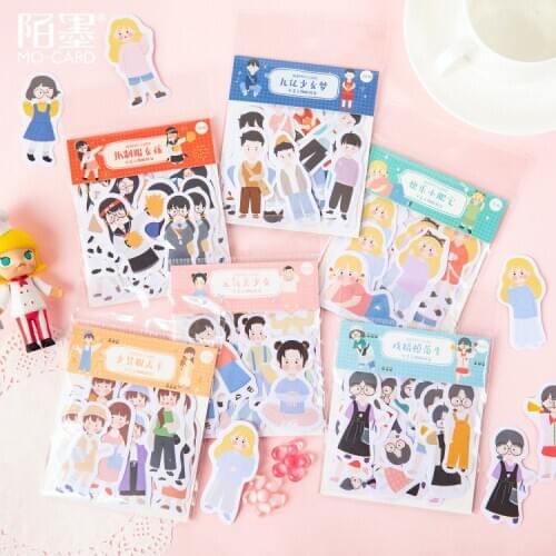 30pcs Kawaii Washi Paper Stationery Sticker Set Fashion Girls Boys Self-adhesive Stickers For Arts Craft Scrapbooking Planner