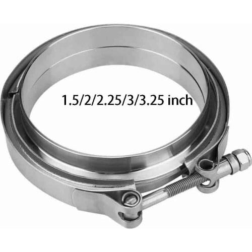 Stainless Steel with Male/Female Flange 1.5/2/2.25/3/3.25 inch Downpipes Pipe Turbo Exhaust V-Band V Clamps Kits