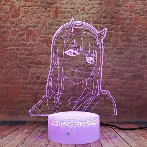 Zero Two Anime Figuras Model 3D Illusion LED Nightlight Colorful Changing Light DARLING in the FRANXX action & toy figures