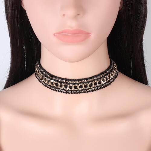 2020 New Black Lace Choker Necklace For Women Gold Chain Chokers Chocker Necklaces tattoo choker collares Collier Femme Jewelry