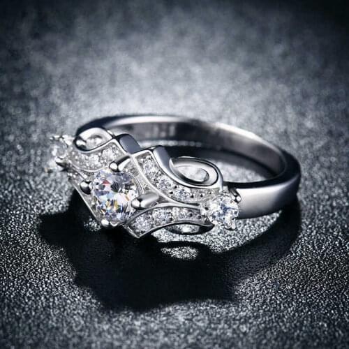 New womens Zircon Plated Ring Silver Color engagement ring size 6-9