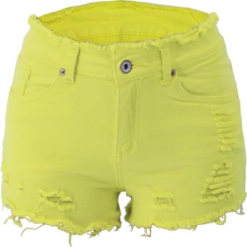 New Women Sexy High Waist Tassel Holes Solid Jeans Shorts Feminino