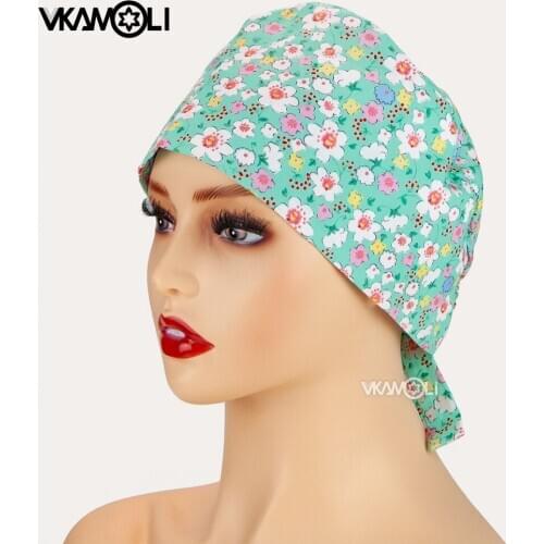 Wholesale unisex Laboratory work caps cartoon printing cotton caps pet grooming hats/cap working accessories men and women