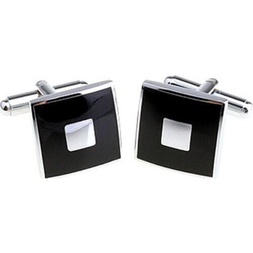 A pair of mens fashion French Cufflinks Affirmative shaped black enamel shirt cuff links high quality brass