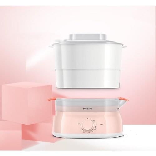 Pink electric steamer multifunctional household steamer large capacity double layer egg boiler double layer multifunctional