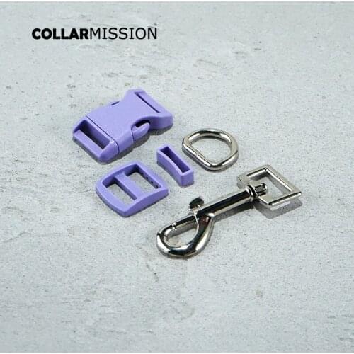 Plastic buckle+Tri-Glid+square keeper+D ring+metal dog clasp/set)Electroplating process lavender 25mm DIY dog collar parts