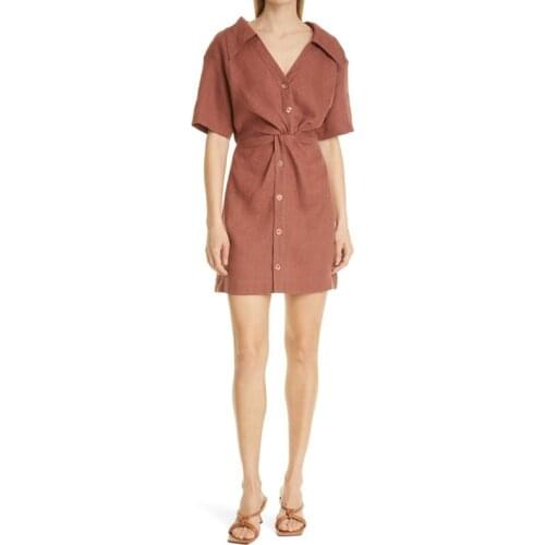 Women Dress New Dress V Neck Short Sleeve High Waist Twist Shirt Skirt Women Comfortable