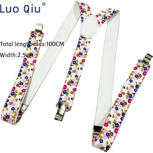 New suspenders women men Braces Y-shaped Colorful Flowers 2.5 cm width Casual suspender