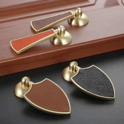Leather Handle Pendant Pull Elegant Single Hole Knob Coffee/Black/Orange w/screw 70mm Drawer/Kitchen/Cupboard Simple Modern