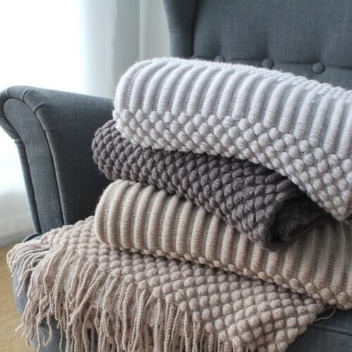 Luxury Knitted Decorative Throw Blanket with Tassel Chair Sofa Couch Bed Throw Fringed Cover Blanket
