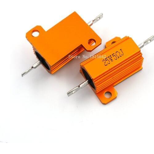 RX24 25W 5R 5RJ Power Metal Shell Aluminium Gold Resistor 25Watt 5 ohm High Power Heatsink Resistance Golden Heat Sink Resistor