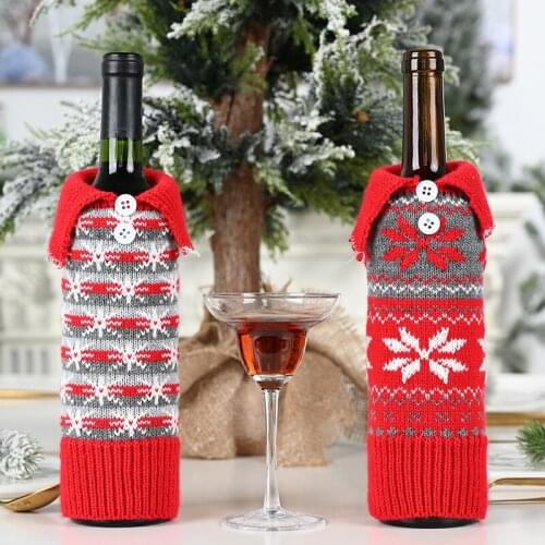 Santa Claus Wine Bottle Cover Merry Christmas Decorations for Home 2020 Christmas Ornament Navidad Natal Gift New Year 2021
