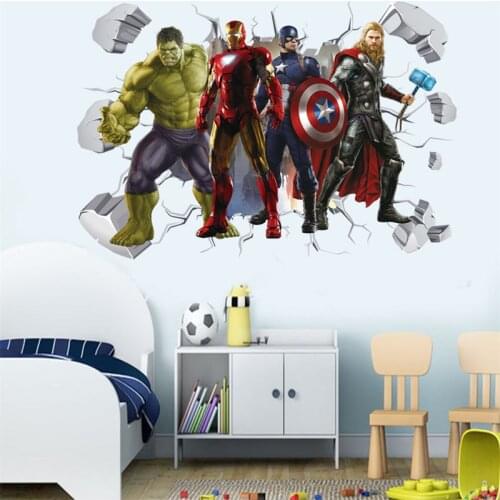 Broken Avenger Wall Stickers For Kids Room Children Cartoon Kids Bedroom Decor Home Mural Boys room decor