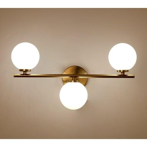 Brush Gold Metal Led Wall Lamp Nordic Minimalism Glass Globe G4 Luminarias Lamparas Lustre Bracket Light for Bedroom Fixtures