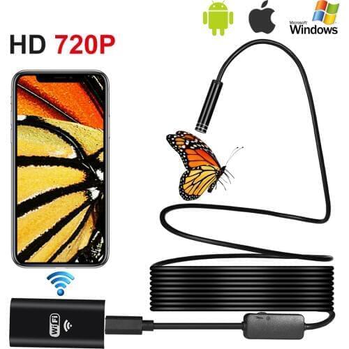 1M2M5M Snake Wire 720P 8mm lens IP67 Waterproof WIFI Endoscope Borescope Inspection Micro USB Camera Mini Camera For Android IOS