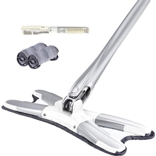 X-type Microfiber floor mop with 3pcs mop cloth replace Hand-free wash flat mop Manual Extrusion Household Cleaning Tools