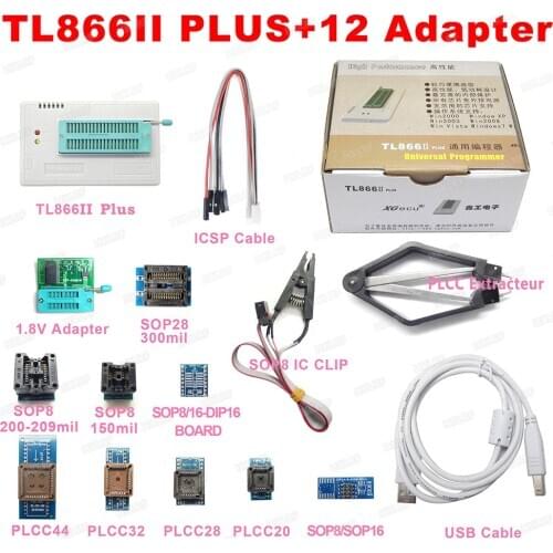 XGECU 100% Original XGecuPro TL866ii Plus + 12 Adapters EEPROM Universal Bios USB programmer better than TL866A TL866CS