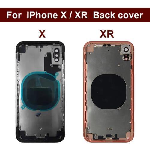 For iphone X XR Battery Back Cover Door Rear Cover + Chassis middle Frame For iPhone X Xr Cover Full Housing Case No Flex Cable