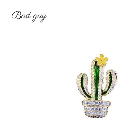 Bad Guy Zircon Brooches for Womens Brooch Pin Fashion Pins Accessories for Clothes Decoration Brooch Pins Metal Cactus Broche