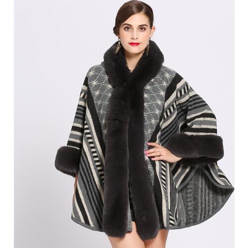 SWONCO Fur Coat Women Loose Winter Cloak Black 2019 Winter New Female Casual Jackets Capa Con Capucha Poncho Capes Coat Women