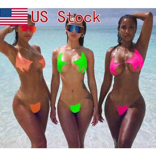 Womens Triangle Bikini Fashion Hot Solid Sexy Bikini Set Brazilian Ladies Top Bikini Clear Belt Star Shape Bra Swimsuit Swimwear