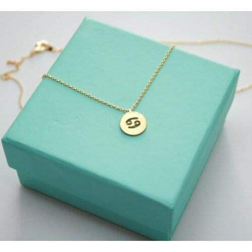 Zodiac Cancer Necklace Signs 12 Constellation Necklace Horoscope Astrology Disc Necklace Galaxy Star Necklaces