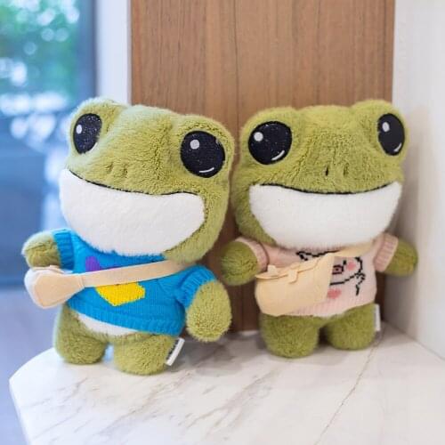 1pc 29cm Lovely Big Eyes Frog Plush Toys Kawaii Frog in Clothes Dolls Stuffed Soft Animal Pillow Room Decorative Birthday Gifts