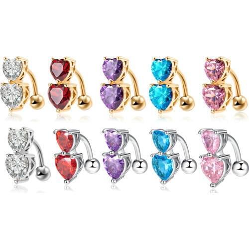 1PC Steel Navel Piercings Charm Heart Earring Navel Belly Button Piercings Barbell Piercings Ombligo Body Jewelry Piercings