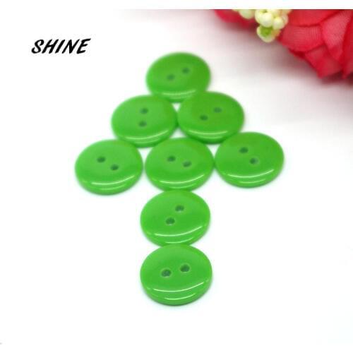 100PCs Decorative Buttons Green 2 Holes 12.5mm Sewing Resin Buttons Flatblck Scrapbooking S1005