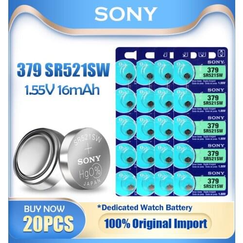 20PCS SONY 379 SR521SW AG0 D379 SR63 V379 1.55V Silver Oxide Battery For Car key Remote Pedometer Watch Battery Button Coin Cell