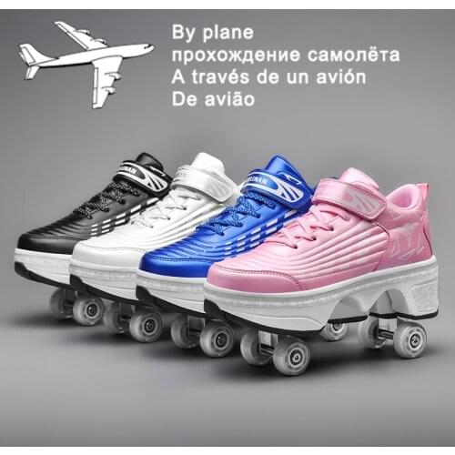 2021 Deformation Roller Shoes Parkour Wheel Shoes 4 Wheels Rounds Of Running Shoes Roller Skates Shoes for Unisex Skating Shoes