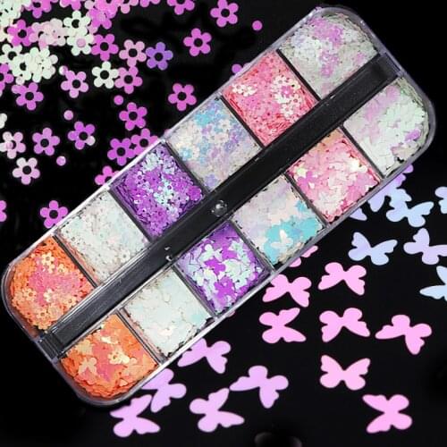 3D Butterfly Flower Glitter Slice Nail Art Sequins Light-Changing Flake Polish Manicure Nail Decoration Accessories