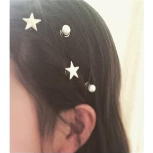 5pcs Fashion Women Gold Star Swirl Spiral Hair Clip Hairpin Barrettes Wedding Gift Women Headwear Accessories Hair Braiding Tool