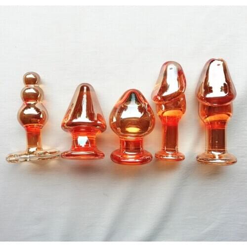5 Style Crystal Anal Plug Beads Masturbation Sex Toys G Spot Massage Prostate Massager Erotic Anus Toys For Women Men Golden