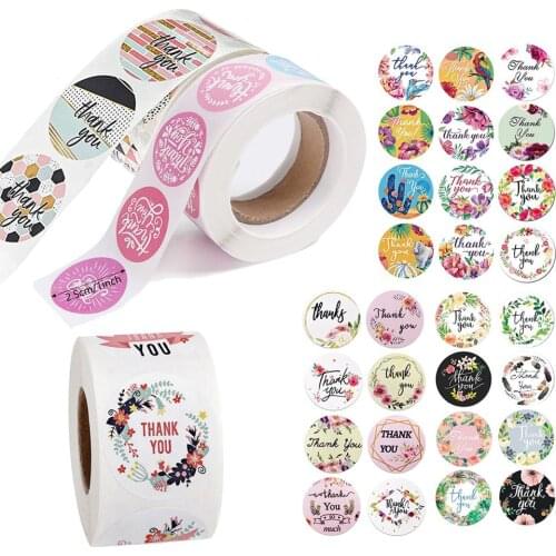500Pcs/Roll 2.5CM Kraft Handmade Sticker Card Thank You Label Sealing Seals Candy Favors Gift Boxes Paper Labels Adhesive