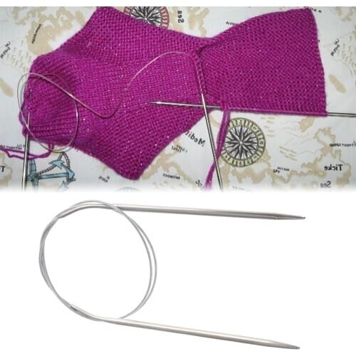 80cm Circular Knitting Needles Stainless Steel Needlework Crochet Hook Handmade DIY Crafts Weaving Supplies Sewing Pins
