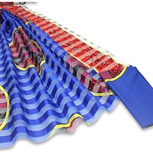 African fabric pure silk fabric organza fabric abkara african wax print fabric 2+4yards organza ribbon silk for dress B2-D5