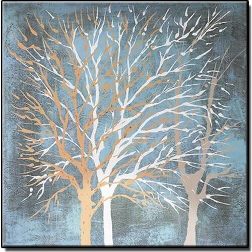 Free shipping Handpainted Abstract light color trees oil painting wall Art picture on Canvas For Living Room home Decor Unframed