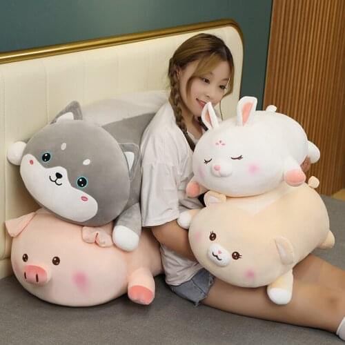 50-100cm Giant Husky dog Pig Plush Long Pillow Stuffed Soft Sleeping Cushion Lovely Rabbit Bear Plush Toys Baby Girl Kawaii Gift