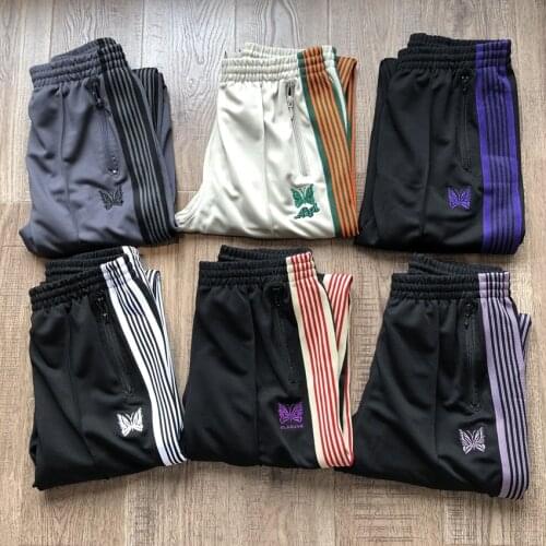 Needles Pants Hip Hop Trousers Butterfly Embroidery Sweatpants Japanese Streetwear Men Women Overalls Harajuku Joggers Tracksuit