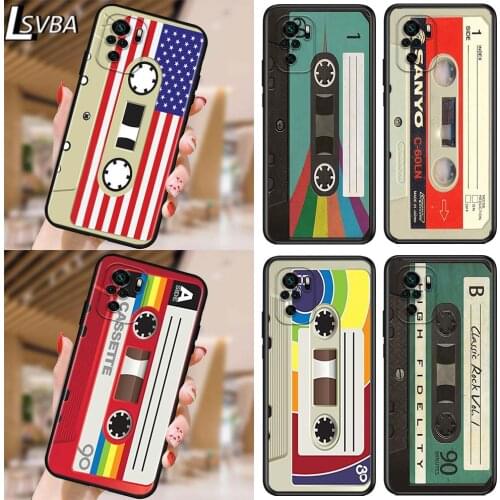 Retro vintage tape for Xiaomi Redmi Note 10 10S 9 9T 9S 9Pro Max 8T 8Pro 8 7 6 5 Pro 5A 4X 4 Soft Black Phone Case