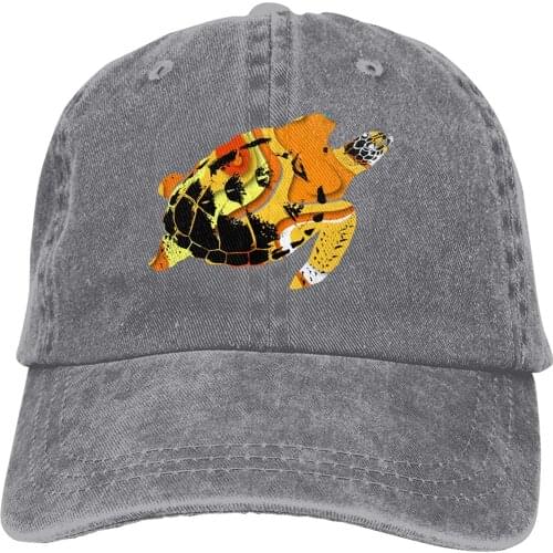 Sea Turtle Colourful Sports Denim Cap Adjustable Unisex Plain Baseball Cowboy Snapback Hat