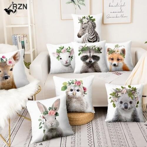Home Decoration Pillow Fresh Animals In Flower Thin Linen Cushion Decorative Pillows Almofada Decorativas Para Sofa Throw Pillow