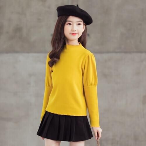 4 to 16 kids cotton clothes teenage shirt girl clothes 2021 new kids fabric warm T-shirt