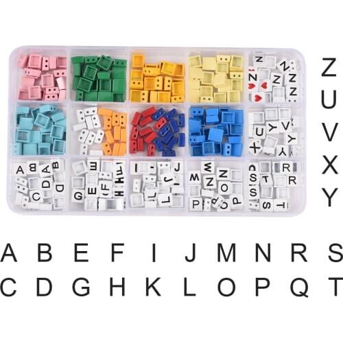 300pcs alphabet beads jewelry making kit enamel square tila tiles miuki beads letter hematite seed beads bulk gift for women