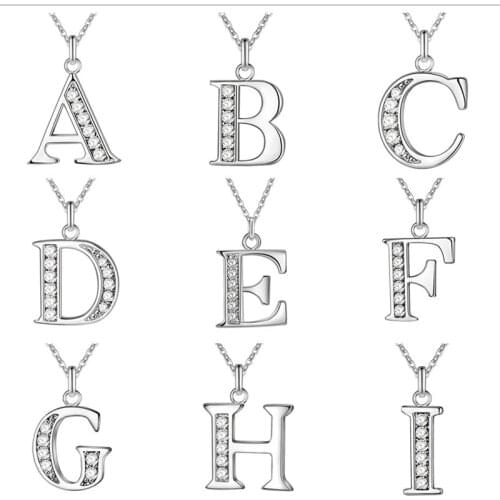 FSUNION New 2020 26 Letter A-Z silver plated Necklace fashion silver Color jewelry Fashion Pendant Metal For Women