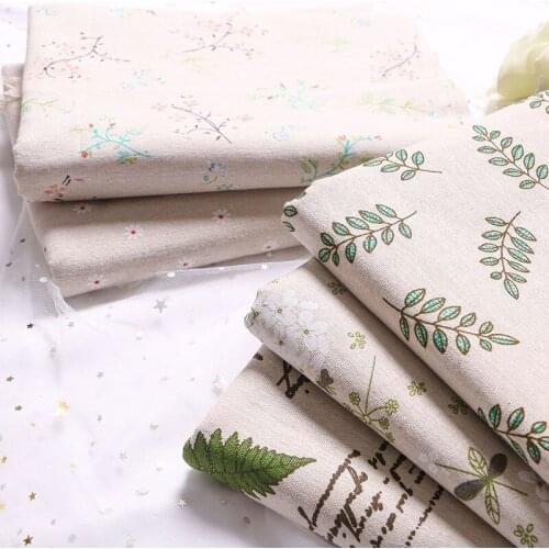 Linen Cotton Fabrics Printed Flower Cloth for DIY Sewing Tablecloths Curtain Home Textile Decoration Material