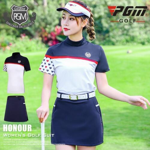 PGM Golf Skirt Sets Women Summer Slim T-shirt Pleated A-lined Golf Tennis Skirt Ladies Breathable Quick-dry Clothing D0742