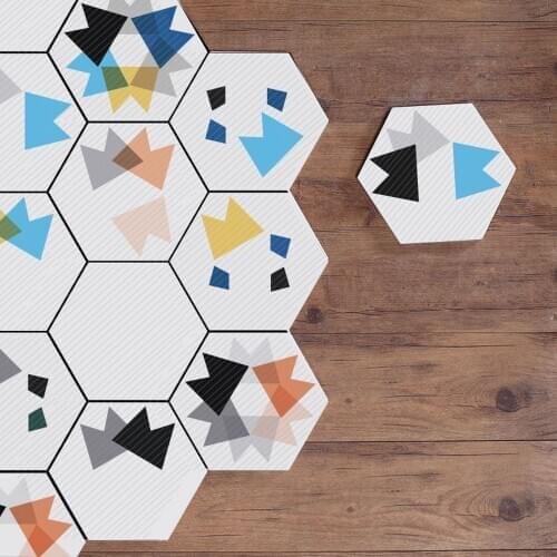 10 Piece Oil Proof Wall Tiles PVC Hexagonal Floor Stickers, Hexagon Wall Tile Stickers DIY Art Wall Decor Stickers