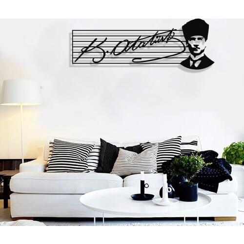 MIGNATIS Ataturk Signature and Portrait Metal Wall Decor - Kitchen Wall Decor, Office, Wall Decorations for Living Room